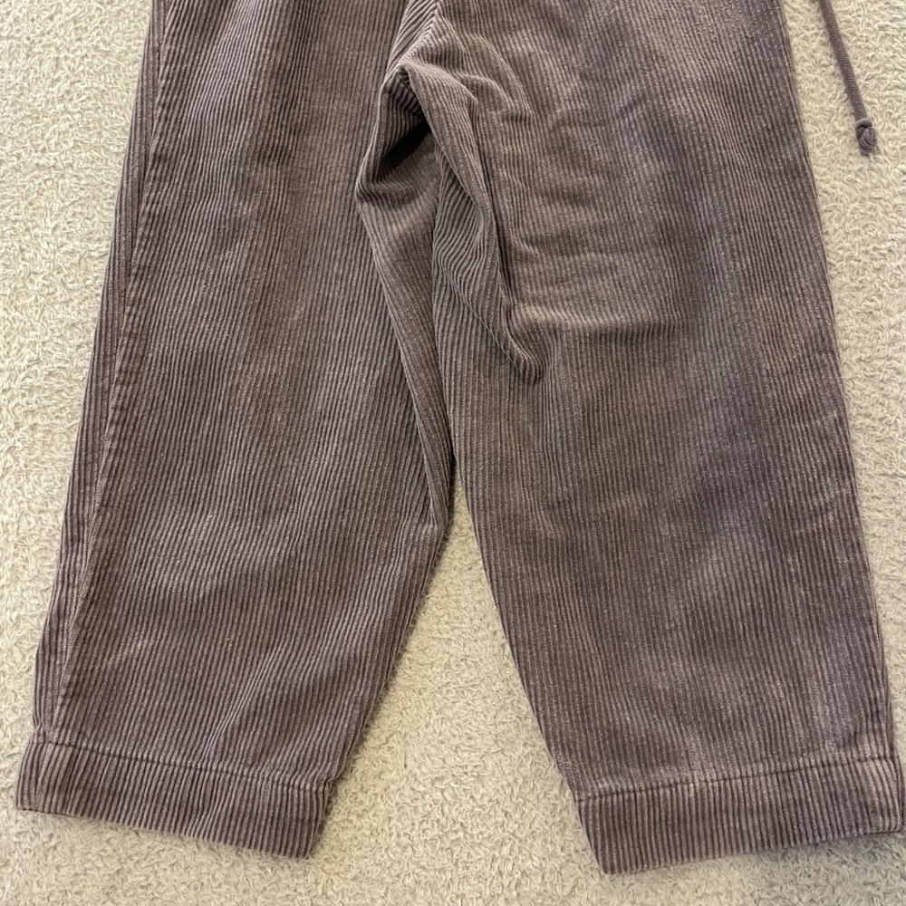Deiji Studios Corduroy Pleated Pants Women XS Gray Cropped Drawstring Relaxed - Picture 9 of 16